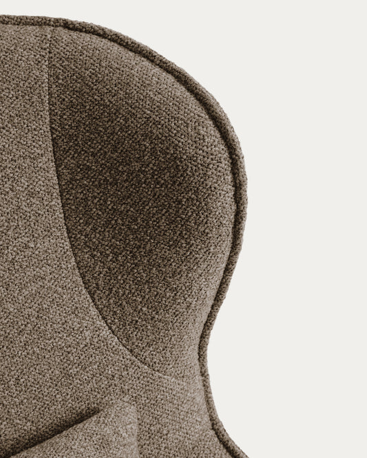 Rotirajuća fotelja Sorile od šenil tkanine braon i čelika sa crnom završnom obradom FSC 100 %