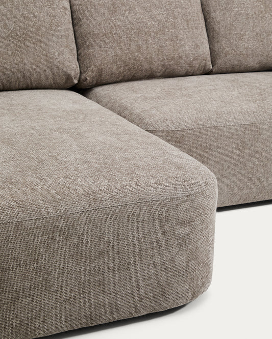 Laira 3-seater sofa bed with left chaise longue in taupe chenille 246cm FSC Mix Credit