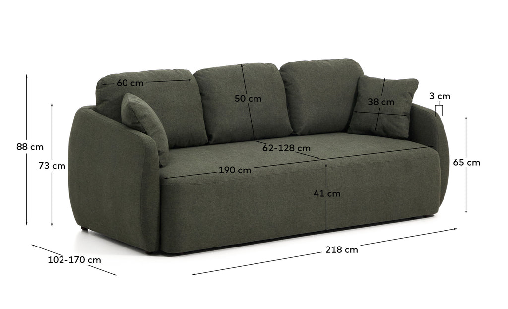 Laira trosed na razvlačenje u tamnozelenom čenilu 218 cm FSC Mix Credit