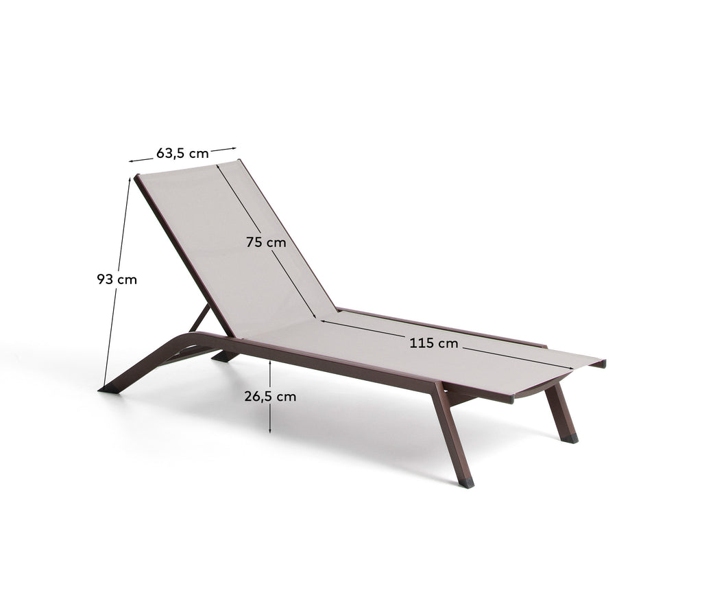 Capraia lounger made of aluminum, brown
