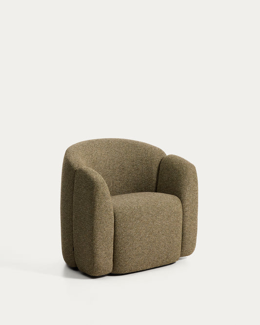 Corvena armchair in olive green chenille FSC Mix Credit 85 cm