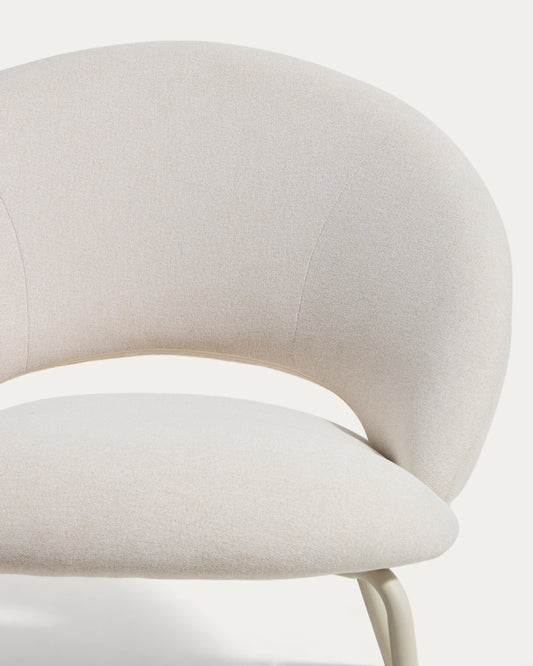Bonali armchair in beige chenille with beige metal legs FSC Mix Credit 