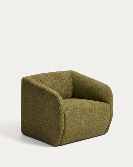 Fotelja Milare od maslinasto zelenog šenila, 82 cm FSC 100%