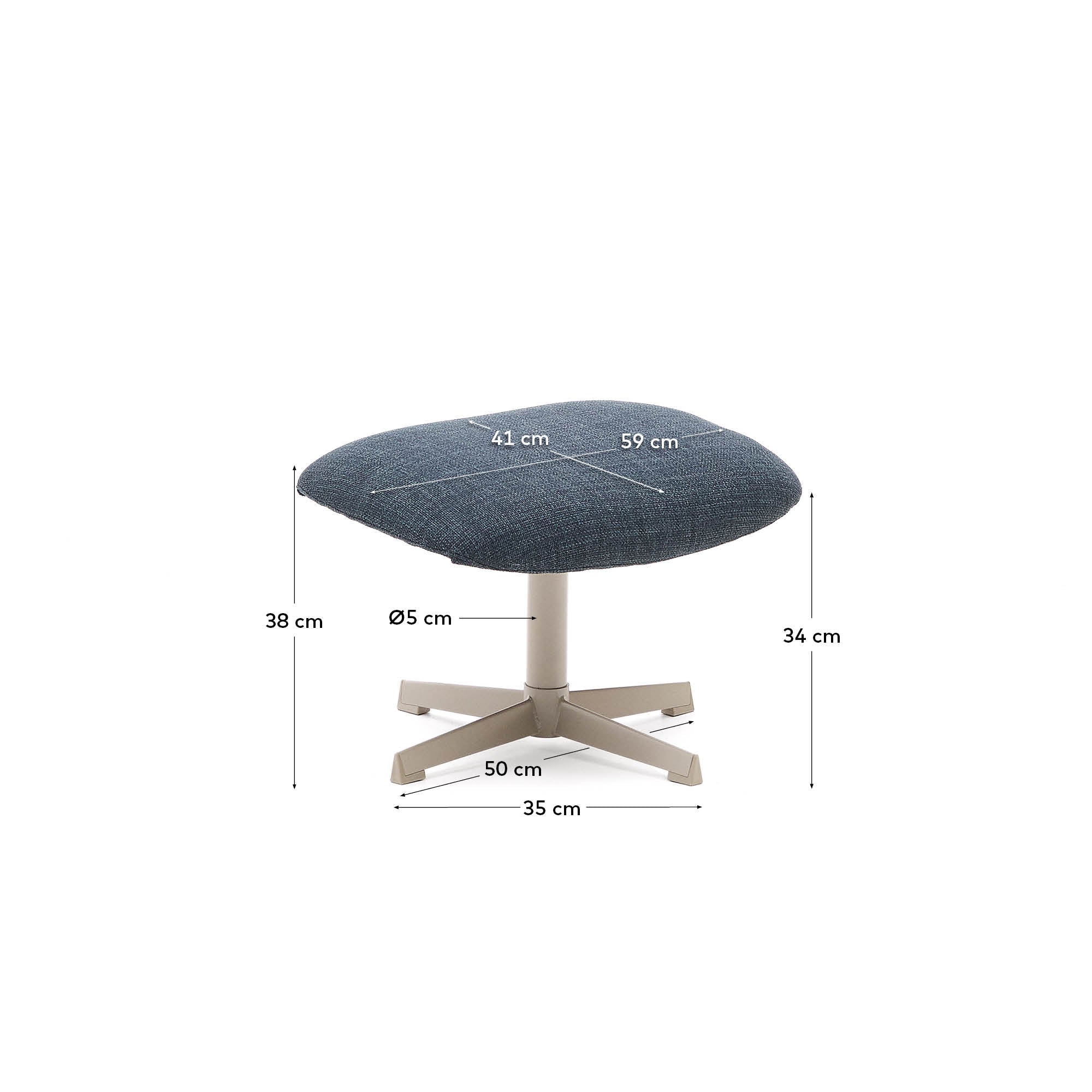 Jaspe swivel footrest in blue and metal with a grey finish FSC™ 100%.