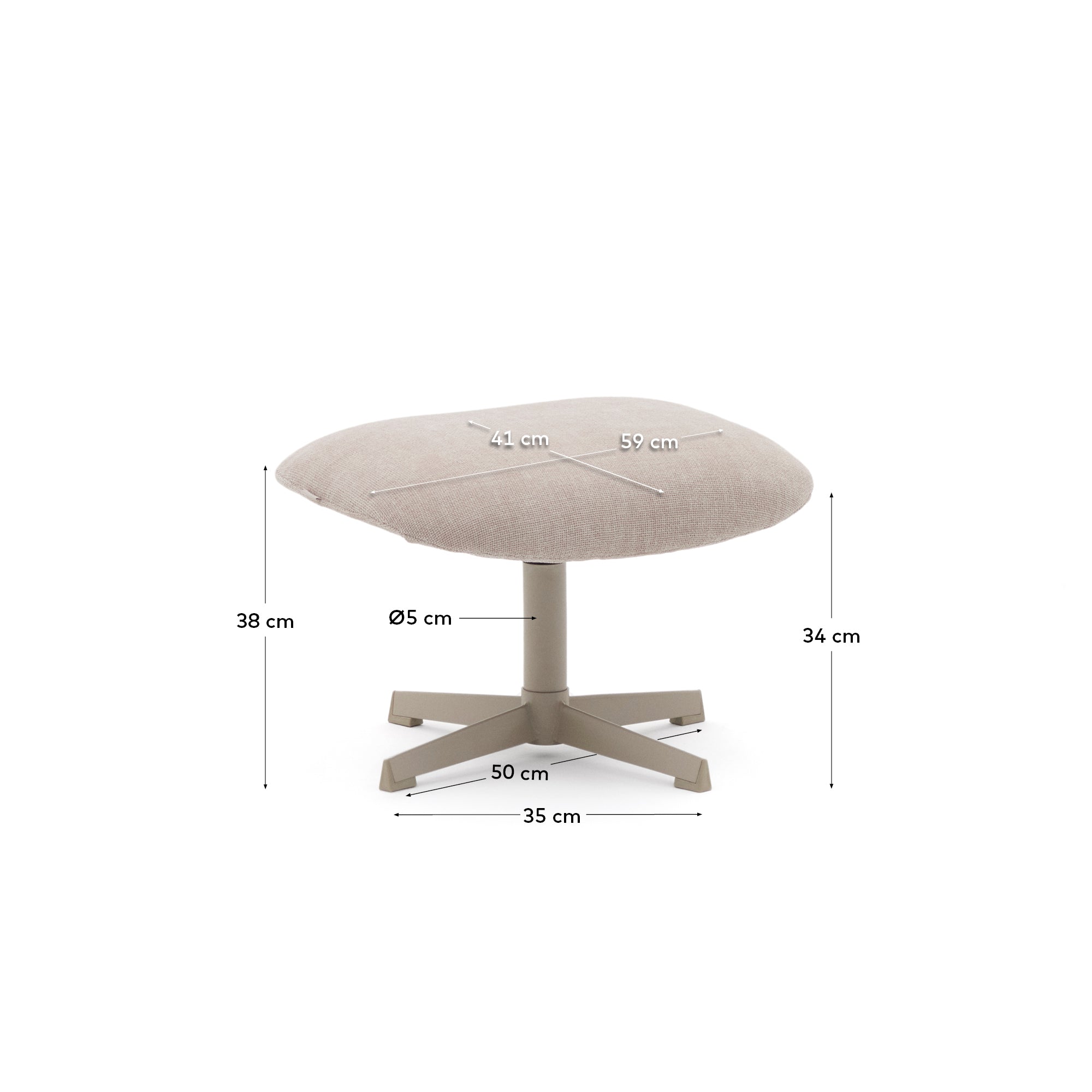 Jaspe swivel footrest in beige and metal with a grey finish FSC™ 100%.