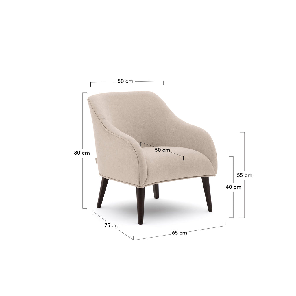 Bobly armchair in beige and with solid beech wood in a wenge finish FSC Mix Credit