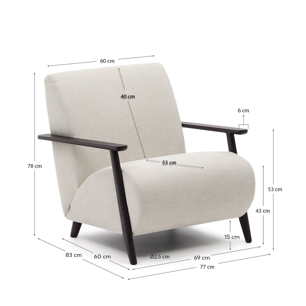 Meghan fotelja od bisernog ženila i sa masivnim bukovim drvetom u finišu venge FSC Mik Credit