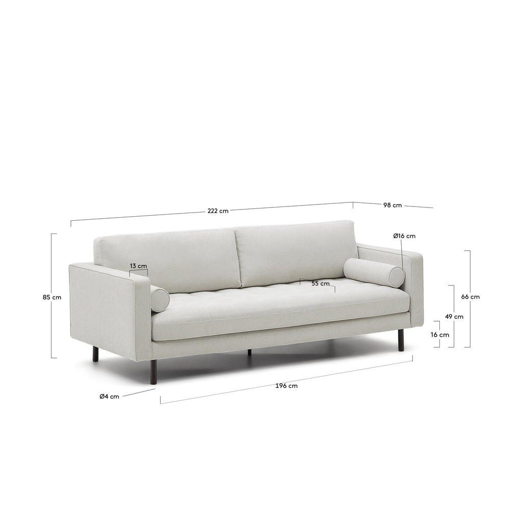 Debra 3-seater sofa in pearl chenille and wenge legs 222 cm FSC Mix Credit