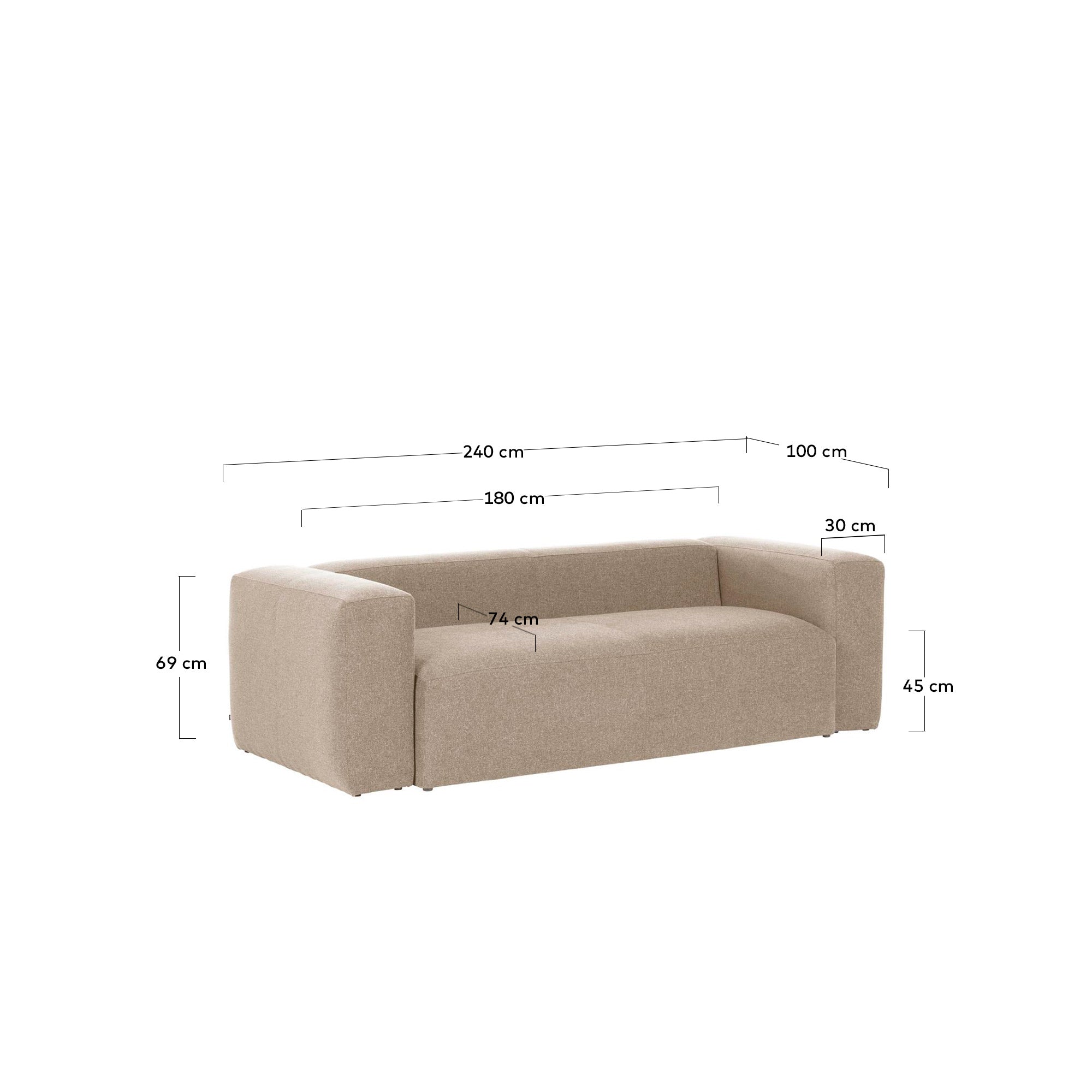 Blok bež trosed od šenila, 240 cm, FSC Mix Credit