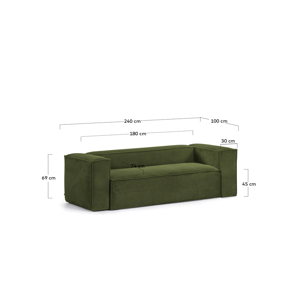 Blok trosed sofa od zelenog širokog sumota, 240 cm FSC Mik Credit