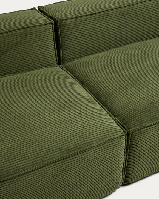 Blok 3-seater sofa with right terminal in green thick corduroy 325cm FSC Mix Credit