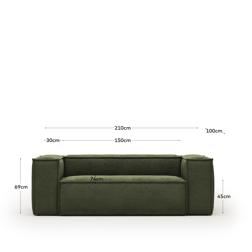 Blok 2 sedišta sofa od zelenog širokog sumota, 210 cm FSC Mik Credit