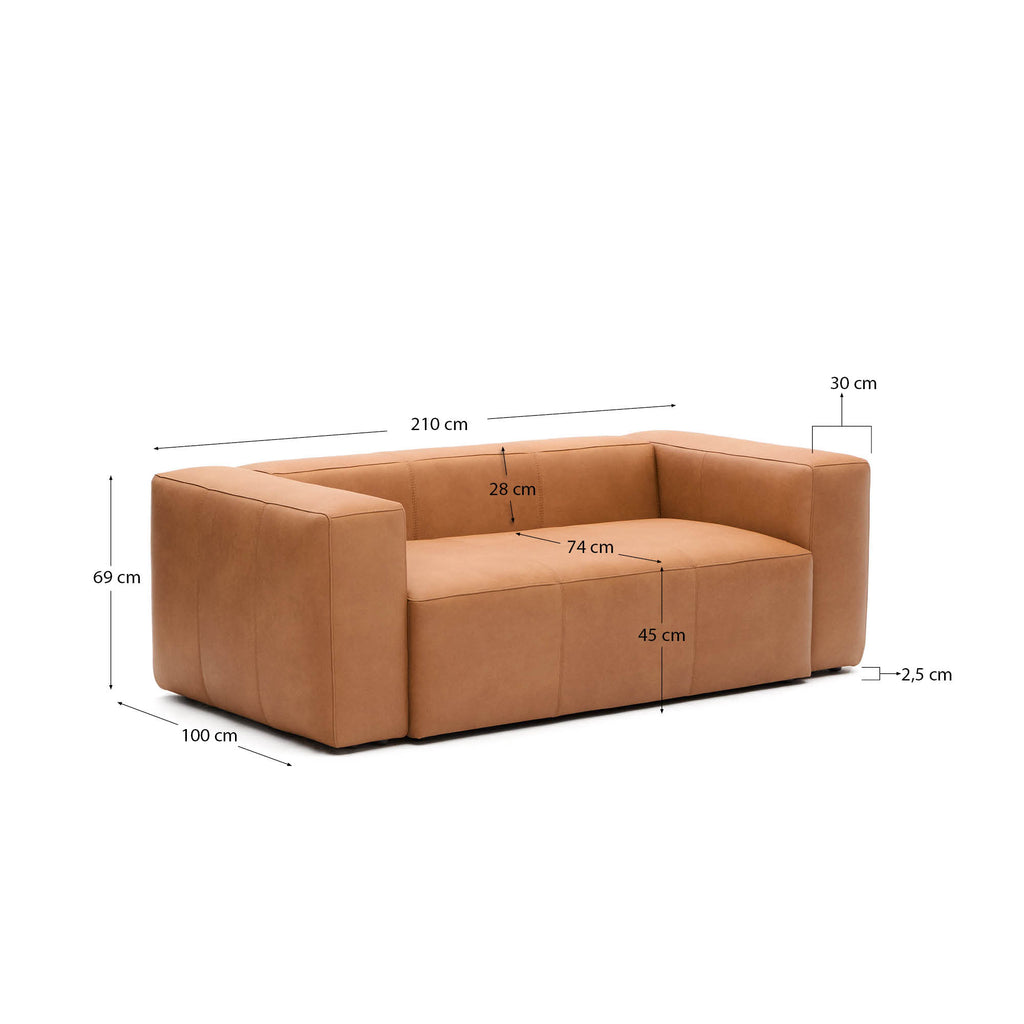 Blok braon kožni dvosed 210 cm