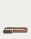 Blok 4-seater sofa with left chaise longue in brown chenille 330cm FSC Mix Credit