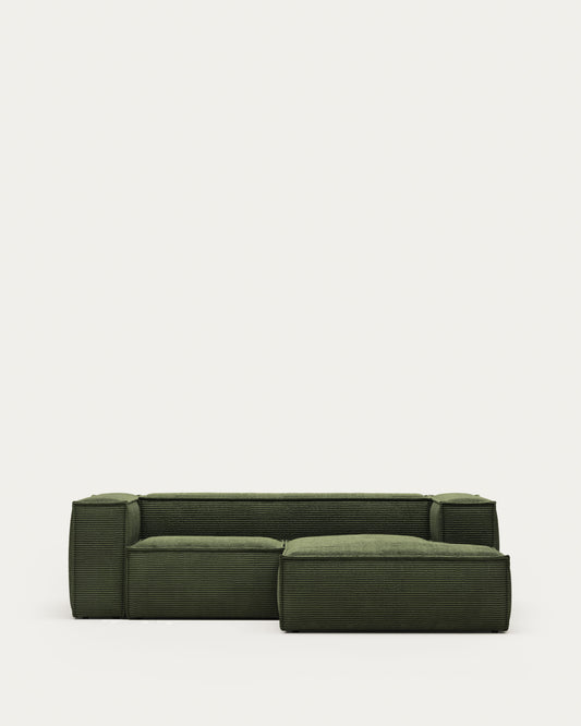Dvosed Blok sofa sa desnim bočnim ležaljkom od zelenog širokog sumota, 240 cm FSC Mik Credit