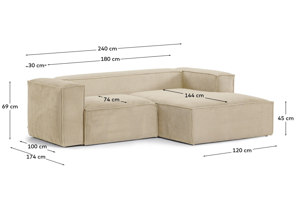 Dvosed Blok od debele pamučne tkanine sa desnim ležajem, boja slonovače, 240 cm, FSC Mix Credit