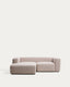 Blok 2-seater beige chenille left chaise longue sofa 240cm FSC Mix Credit