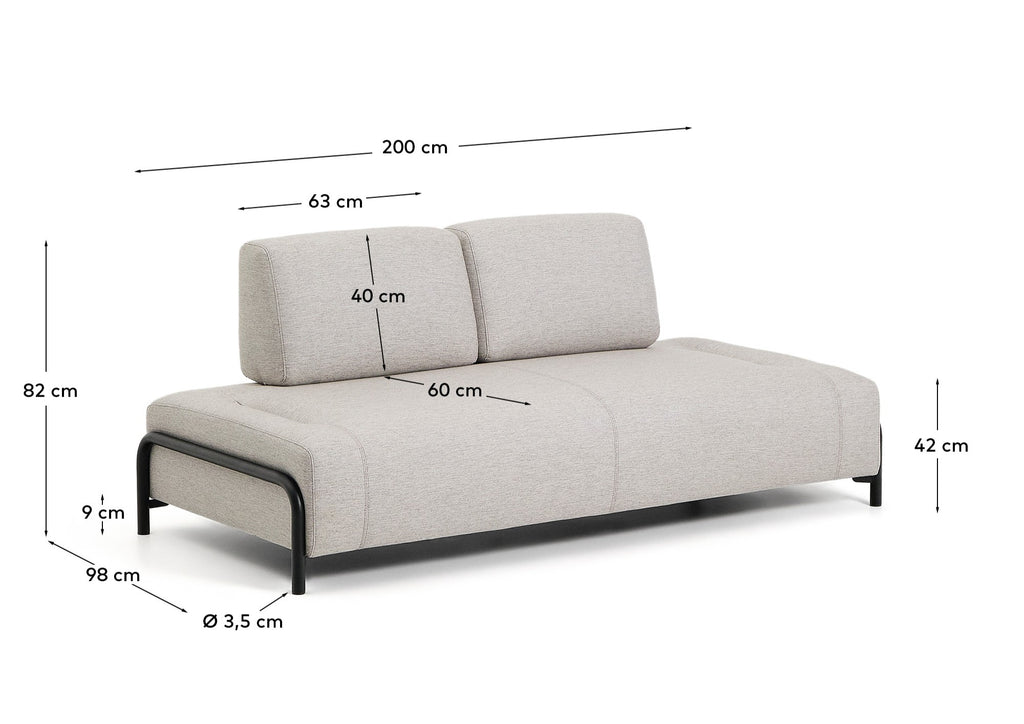 Compo dvosedni modul usivo-bež boji sa crnim metalnim ramom, 200 cm, FSC Mix Credit