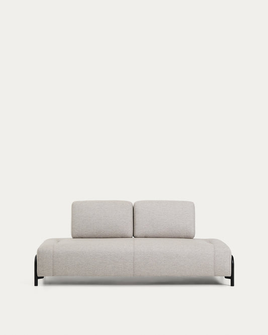 Compo sivo-bež modul za dvosed sa crnim metalnim ramom, 200 cm, FSC Mix Credit