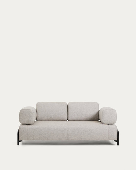Compo sivo-bež dvosed sa crnim metalnim ramom, 200 cm, FSC Mix Credit