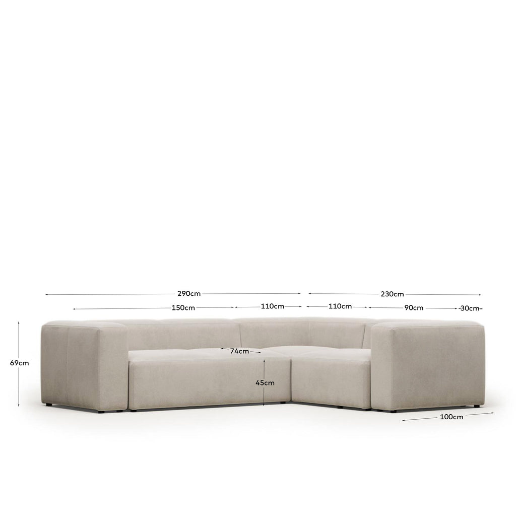 Blok trosed ugaona sofa u bež, 290 x 230 cm / 230 cm 290 cm FSC Mik Credit