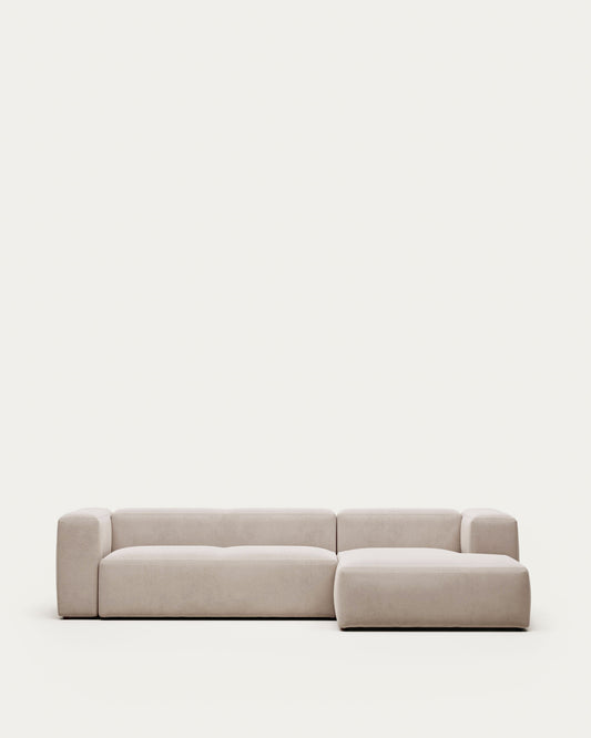 Blok bež trosed od šenila sa ležaljkom desno, 300 cm, FSC Mix Credit