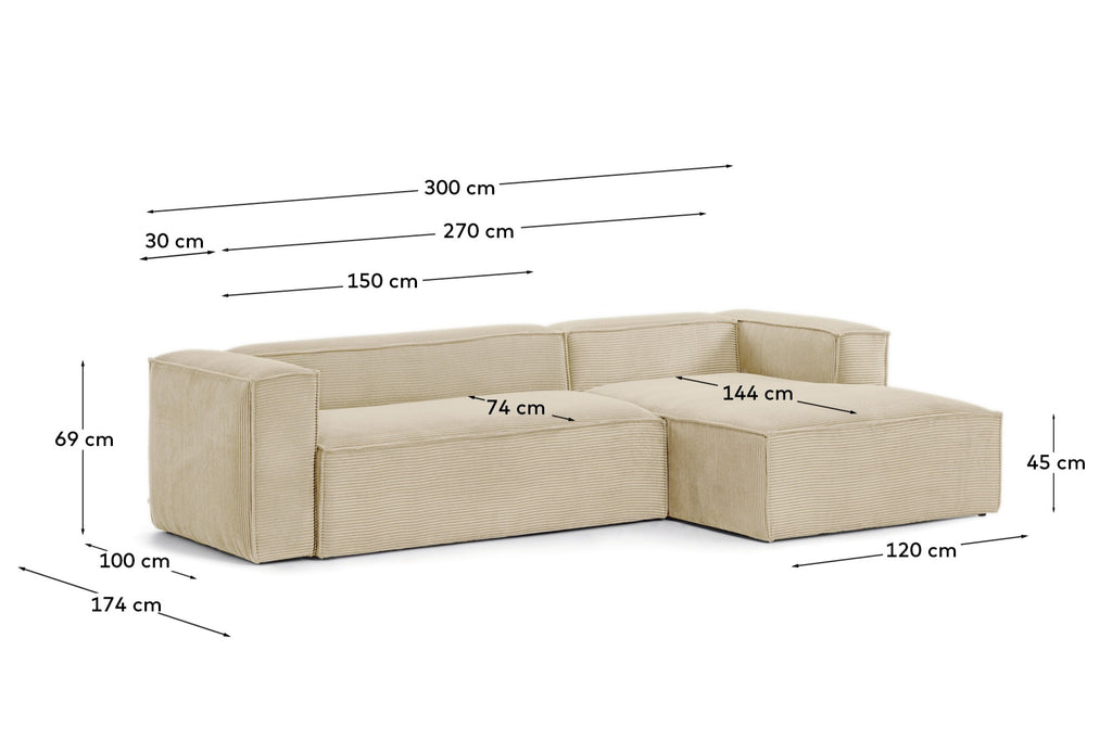 Trosed Blok od debele pamučne tkanine sa desnim ležajem, boja slonovače, 300 cm, FSC Mix Credit