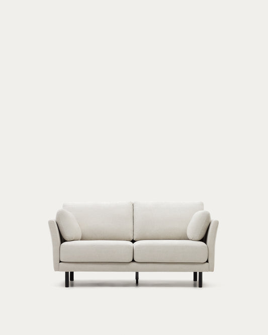 Sofa Gilma sa 2 sedišta u ženil biseru sa lakiranim crnim završnim nogama, 170 cm