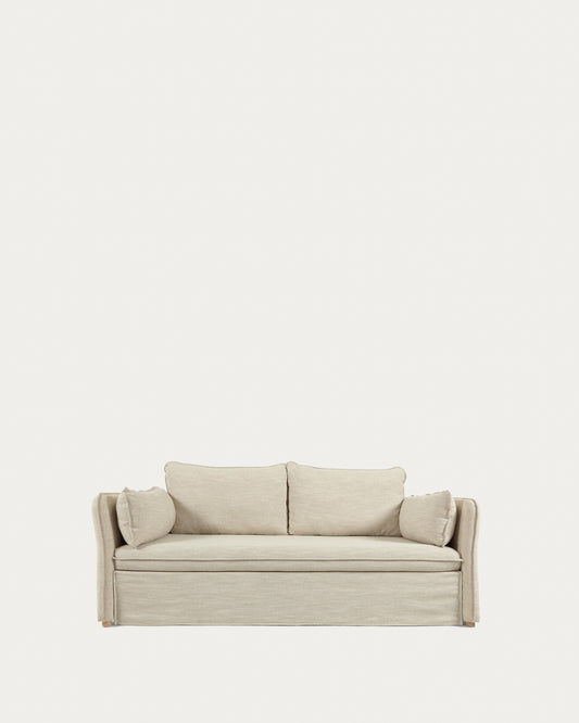 tanit kauč na razvlačenje u beloj boji sa prirodnim nogicama od punog bukve, 210 cm FSC Mik Credit