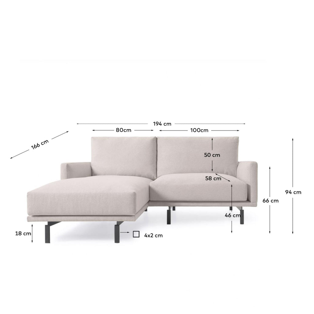 Galene 3-seater sofa with chaise longue for left in beige, 194 cm FSC Mix Credit