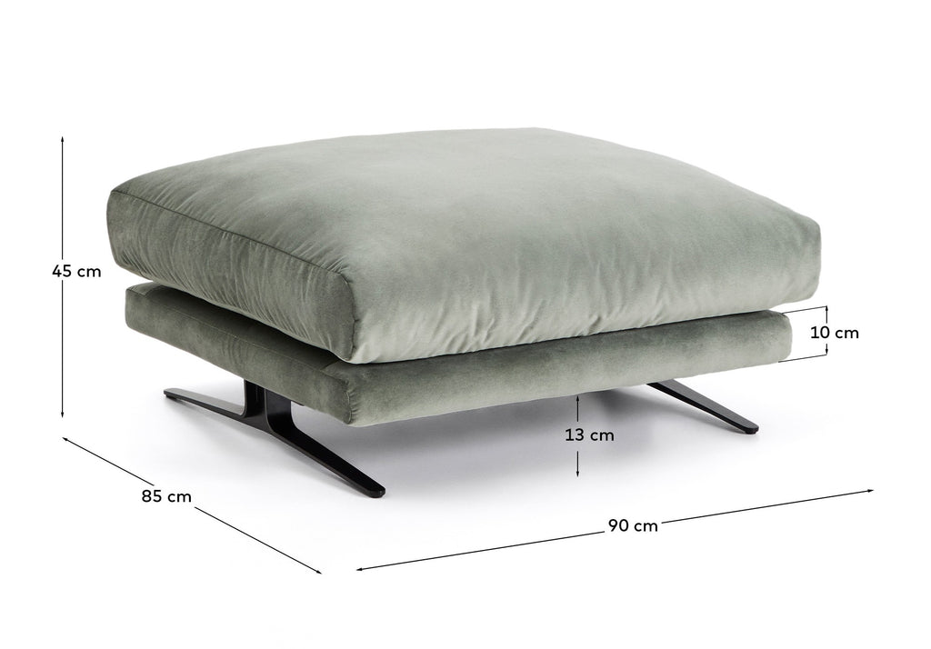 Tabure Veliro u zelenom somotu sa nogama od čelika u crnoj završnoj obradi, 85 x 90 cm, FSC Mix Credit