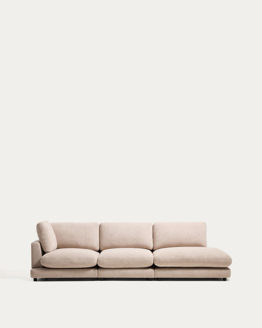 Gala 4-seater modular sofa with end module right side in beige micro bouclé FSC Mix Credit 315cm