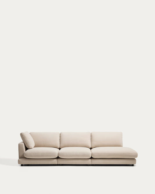 Modularna sofa Gala 4 mesta sa desnim terminalom od šenila bež FSC Mix Credit 315 cm