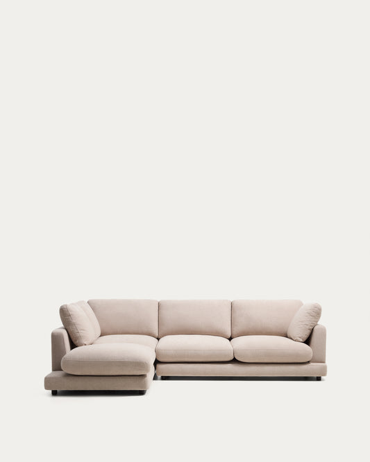 Sofa Gala 4 mesta od mikro bukle sa levim šezlongom bež FSC Mix Credit 300 cm