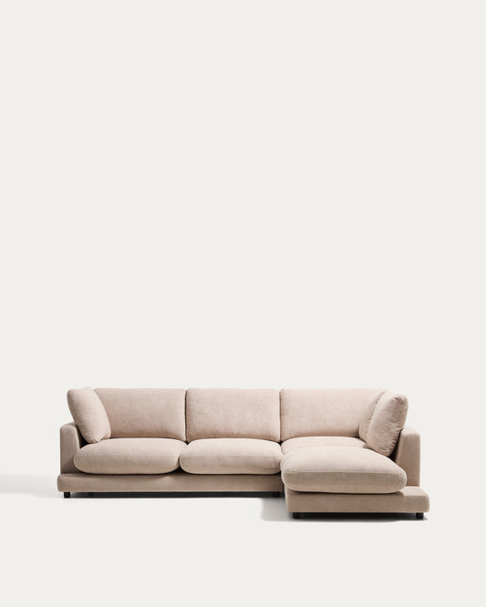 Sofa Gala 4 mesta od mikro bukle sa desnim šezlongom bež FSC Mix Credit 300 cm