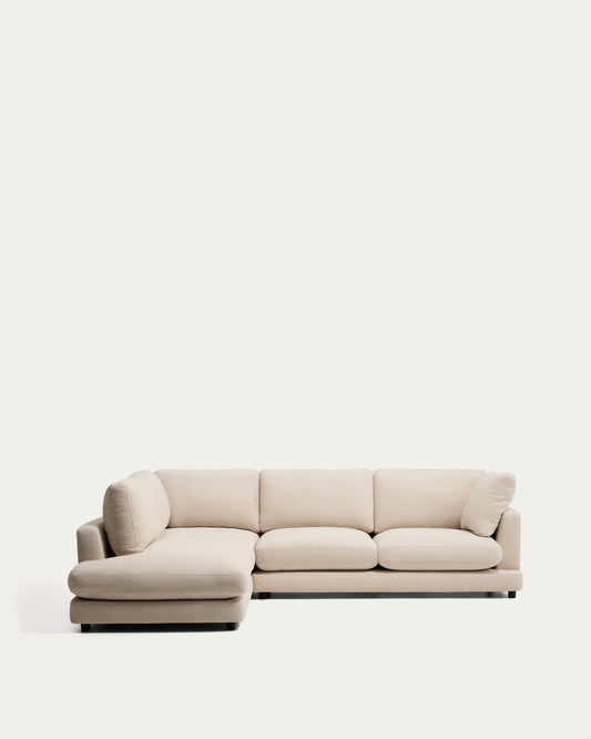 Ugaona sofa Gala 5 mesta sa levim terminalom od šenila bež FSC Mix Credit 225 x 300 cm