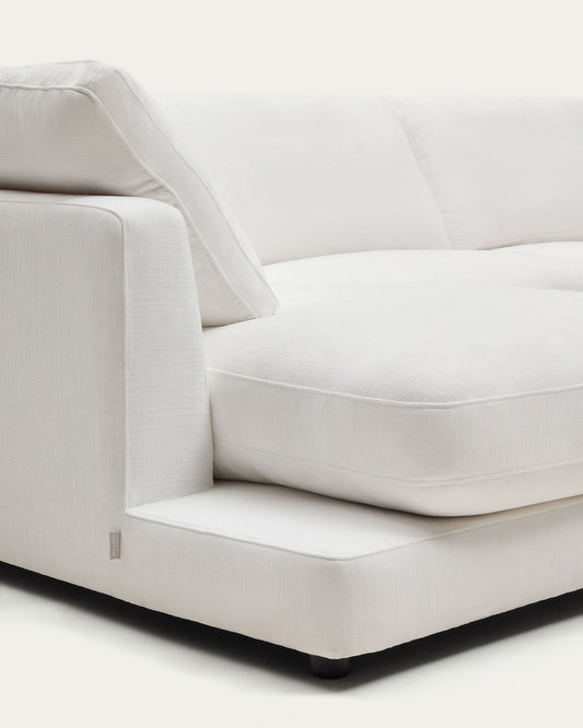 Gala 4-seater sofa with left chaise longue in white chenille FSC Mix Credit 300cm