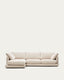 Gala 4-seater sofa with left chaise longue in beige chenille FSC Mix Credit 300cm