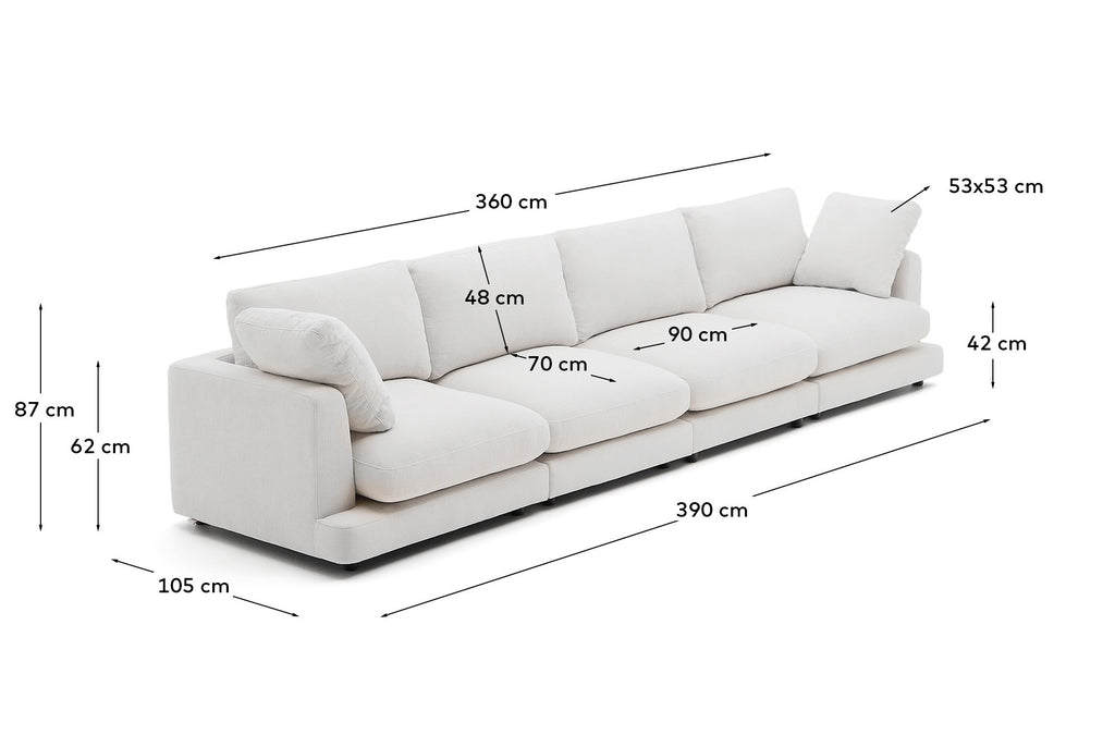 Gala 6 sedišta u beloj boji, 390 cm