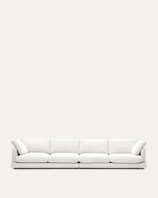 Gala 6-seater white chenille sofa FSC Mix Credit 390cm