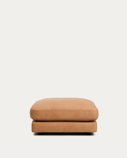 Gala brown leather footrest 90 x 90cm