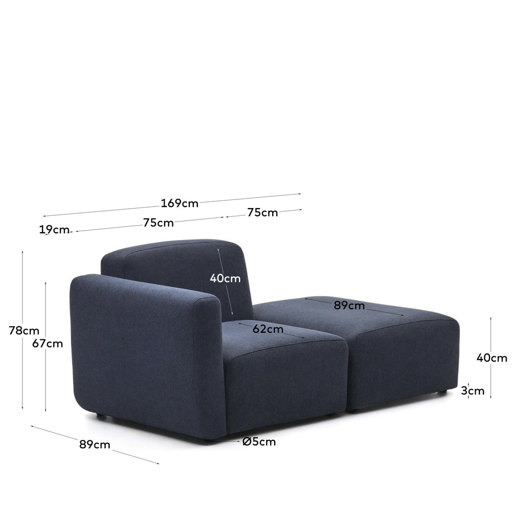 Modularna sofa Neom 1 sedi sa zadnjim modulom u plavoj boji, 169 cm FSC Mik Credit