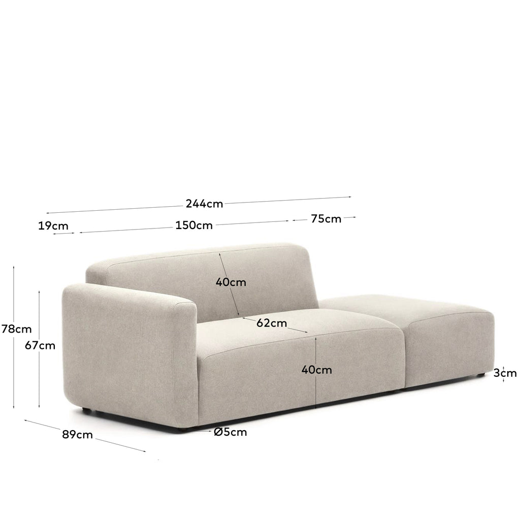 Neom 2 sedišta modularna sofa sa zadnjim modulom u bež, 244 cm FSC Mik Credit