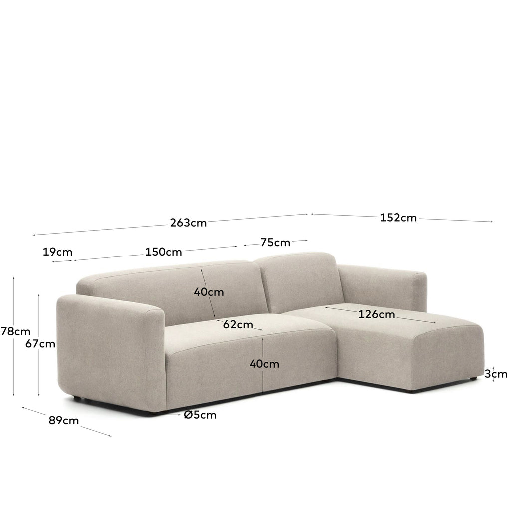 Neom 3 sedišta modularna sofa, desno/levo ležaljka u bež, 263 cm FSC Mik Credit
