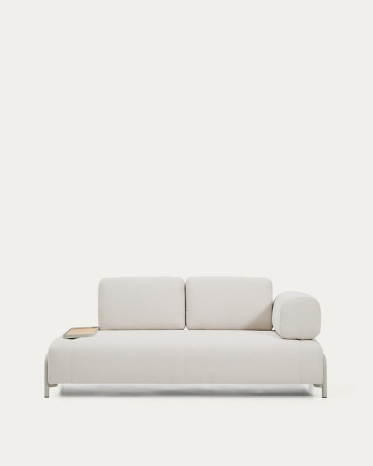 Compo dvosed sofa od ekri šenila, sa malim stočićem od furnira hrasta i bež metalnim ramom, 200 cm FSC Mix Credit