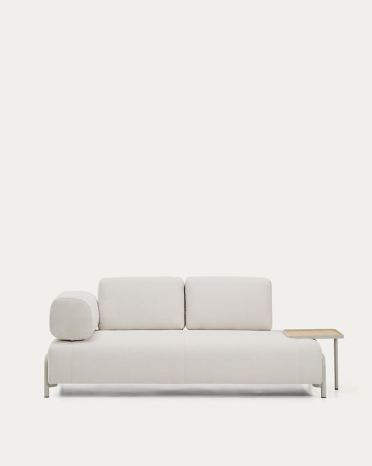 Compo dvosed sofa od ekri šenila, sa velikim stočićem od furnira hrasta i bež metalnim ramom, 200 cm FSC Mix Credit