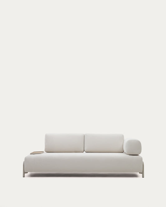 Compo trosed bež sofa od šenila, mala tacna od hrastovog furnira i bež metalna konstrukcija 232cm FSC Mik Credit