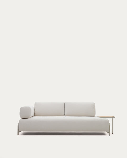 Compo trosed sofa šenil bež, velika tacna hrastov furnir i bež metalna konstrukcija 232cm FSC Mik Credit