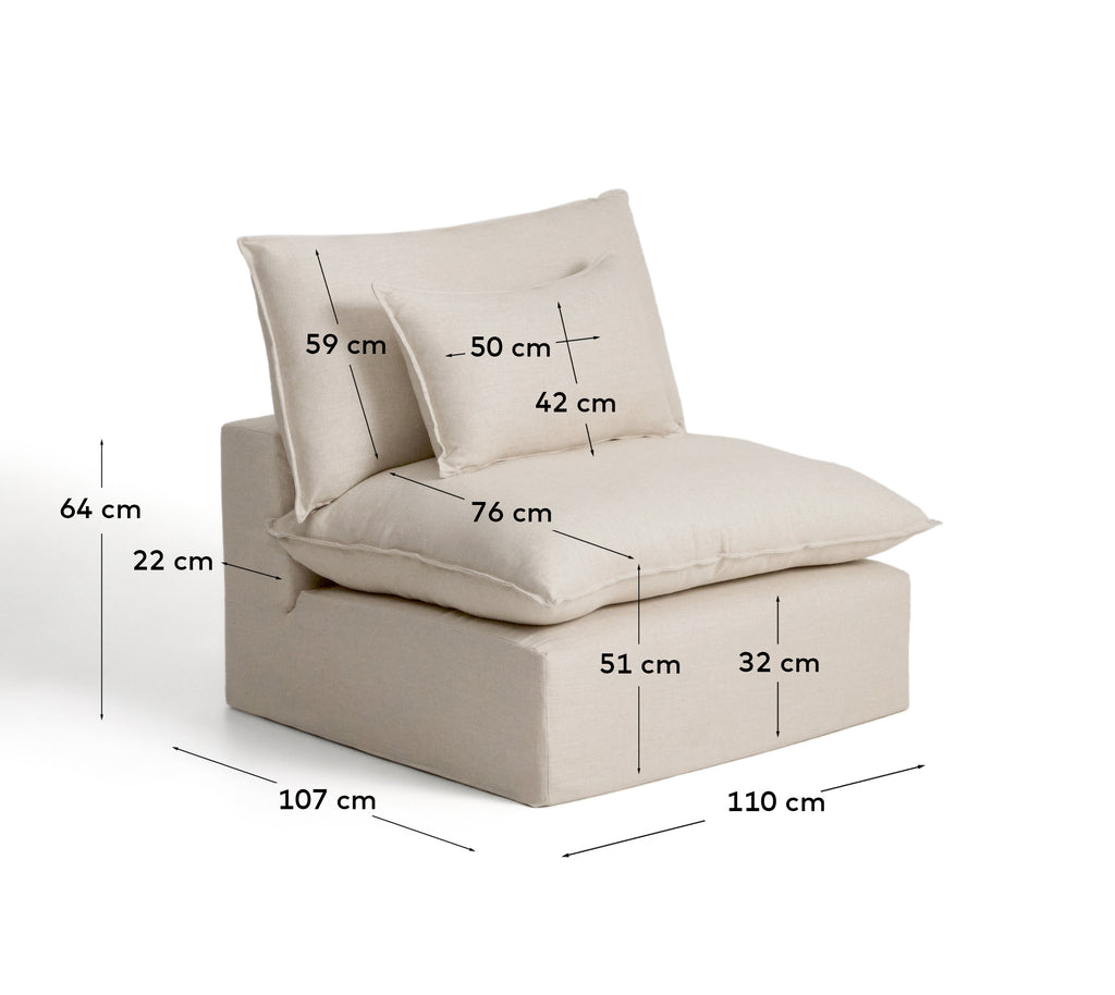 Fotelja sa skidivom navlakom Anarela od lana i viskoze bež 110 cm FSC Mix Credit