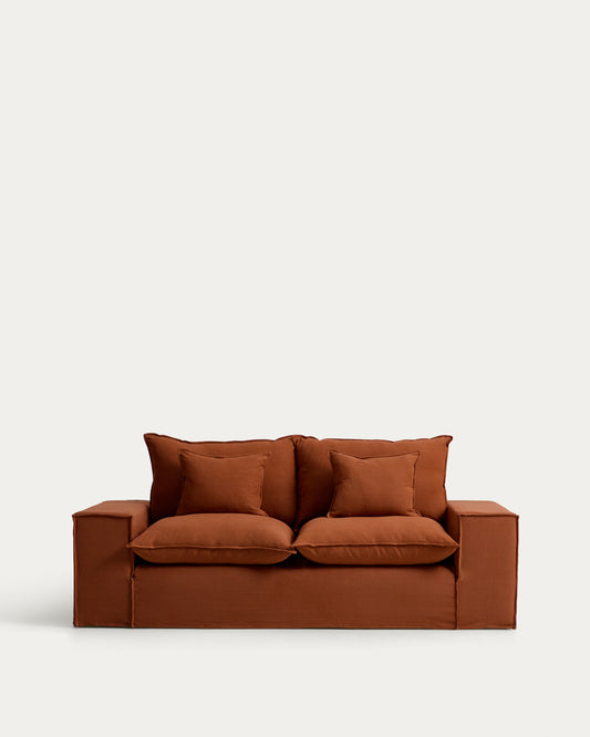 Sofa Anarela sa skidivom navlakom, 2 sedišta, od 100% lana u terakota boji 240 cm FSC Mix Credit